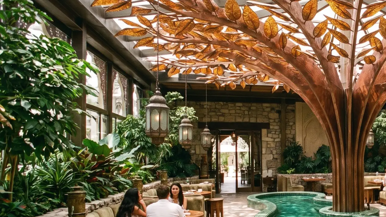 An Enchanted Courtyard: A Restaurant Wrapped Around a Copper Tree